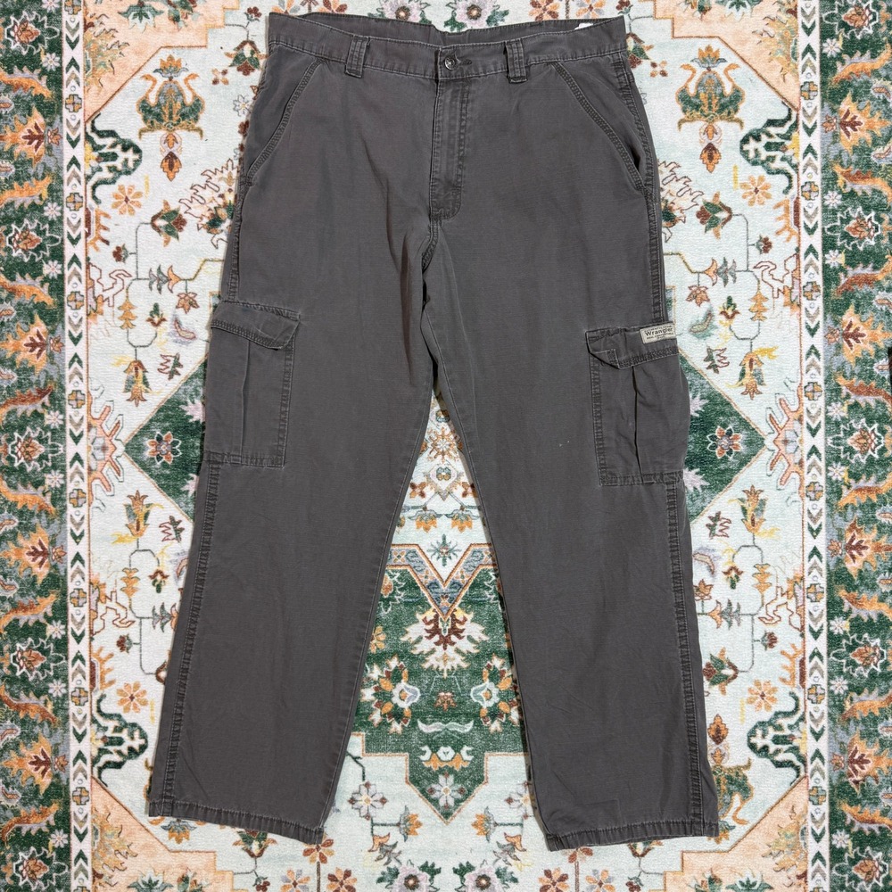 Wrangler Cargo Pants Mens 34x30 Gray Cotton Utility Workwear‎ Outdoor